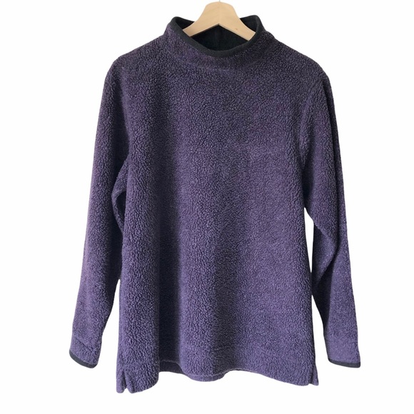 L.L. Bean Tops - L.L. Bean Purple Fleece Mock Neck Pullover Sweater